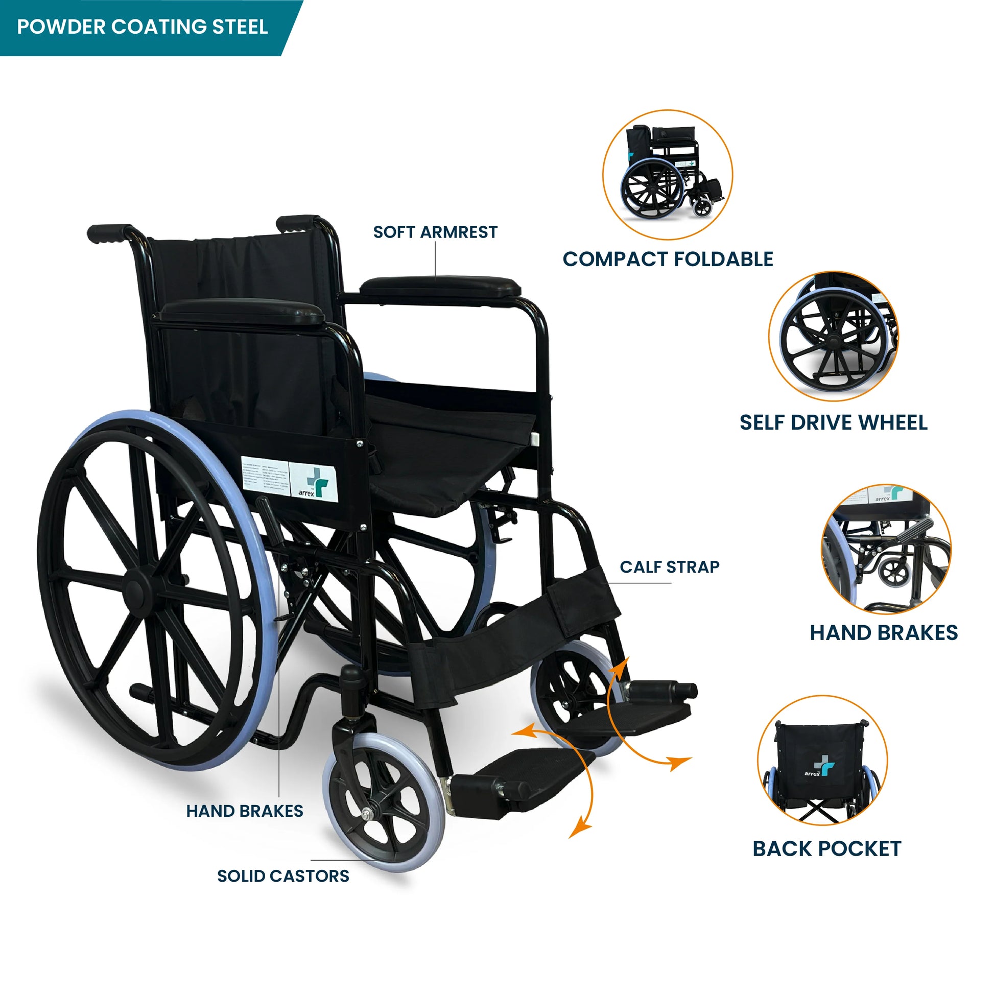 bombay surgical arrex boxer pro basic steel wheelchair