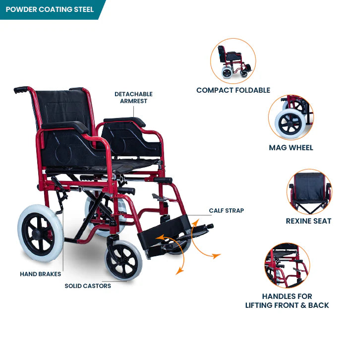 bombay surgical arrex perla lift premium steel wheelchair