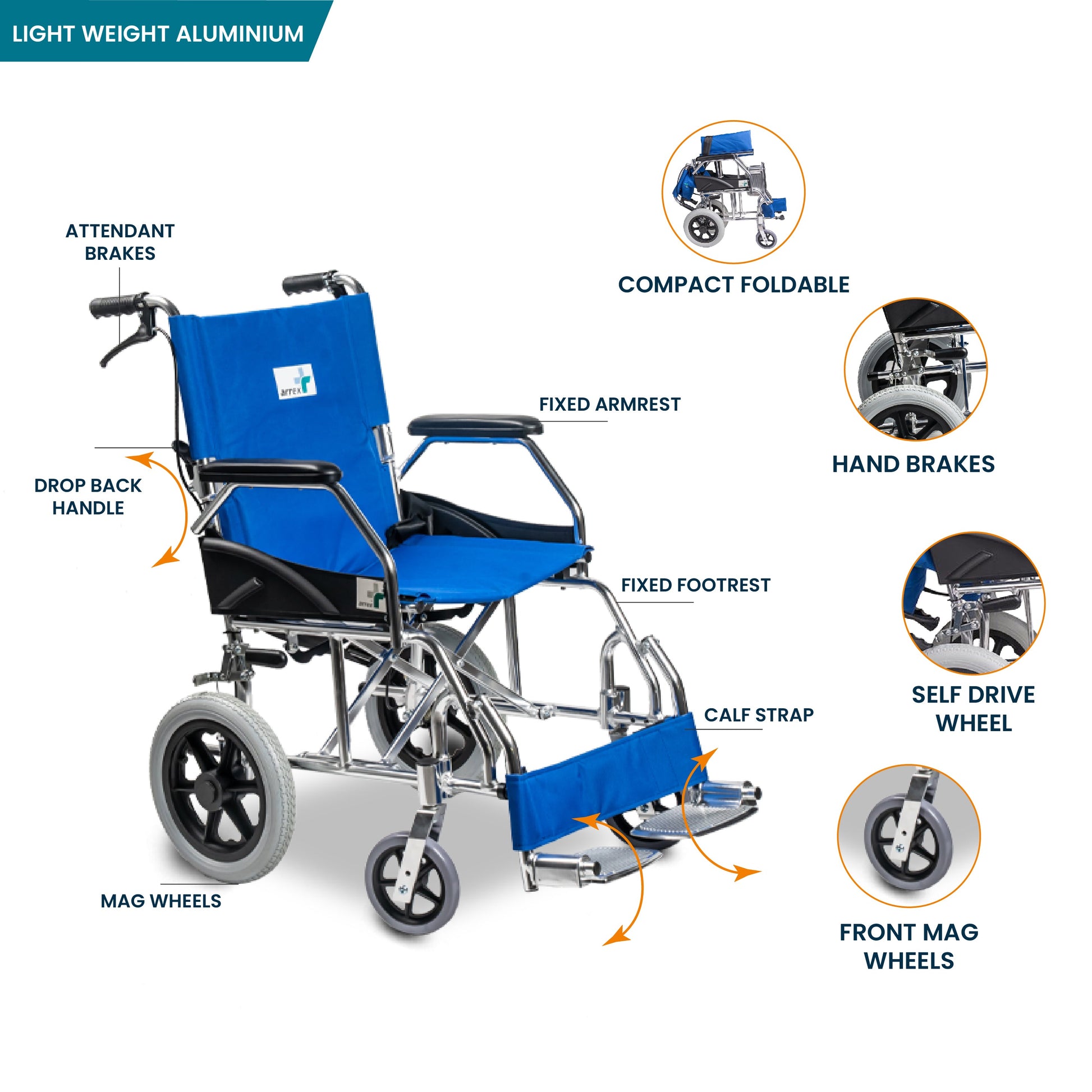 bombay surgical arrex cord premium aluminum wheelchair