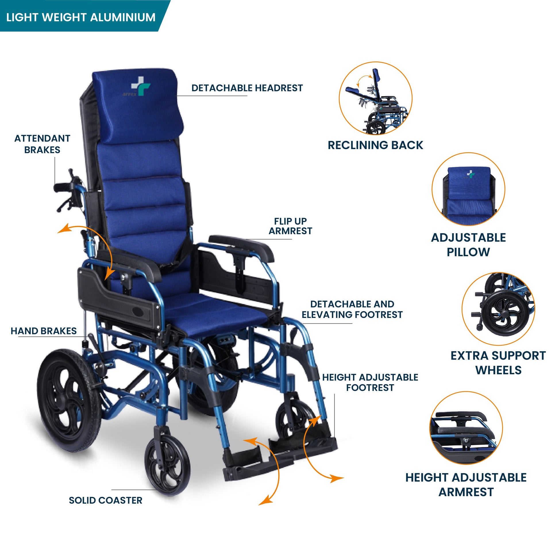 bombay surgical arrex samson reclining wheelchair