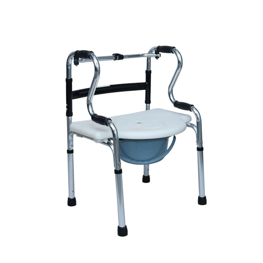 bombay surgical arrex vp100 commode chair: foldable, toilet safety railings, attached pot, multi-functional
