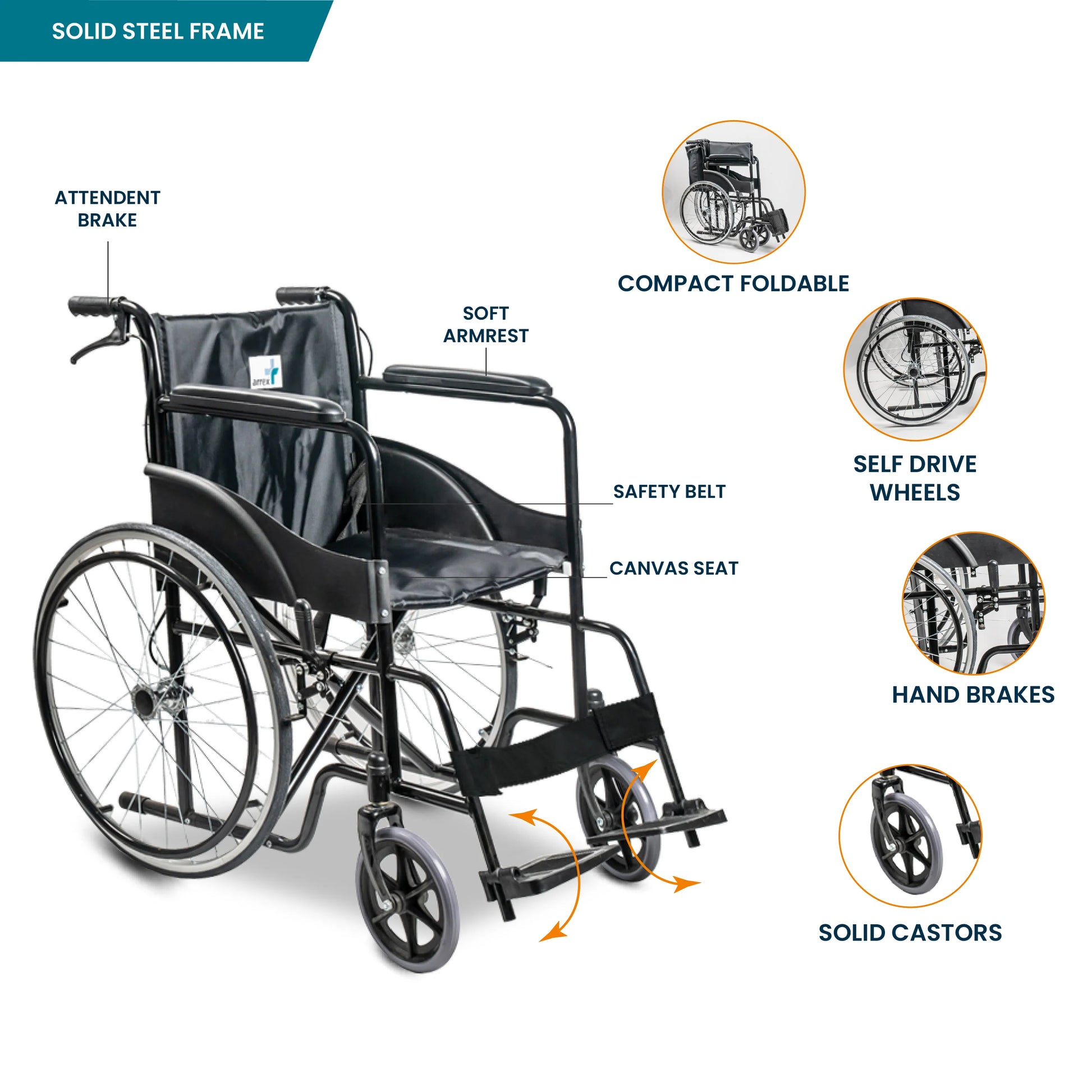 Arrex boxer - basic steel wheelchair