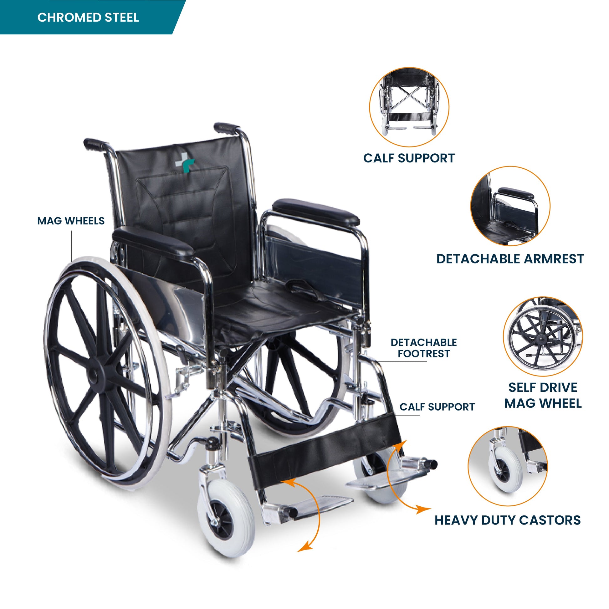 bombay surgical arrex martin premium steel wheelchair