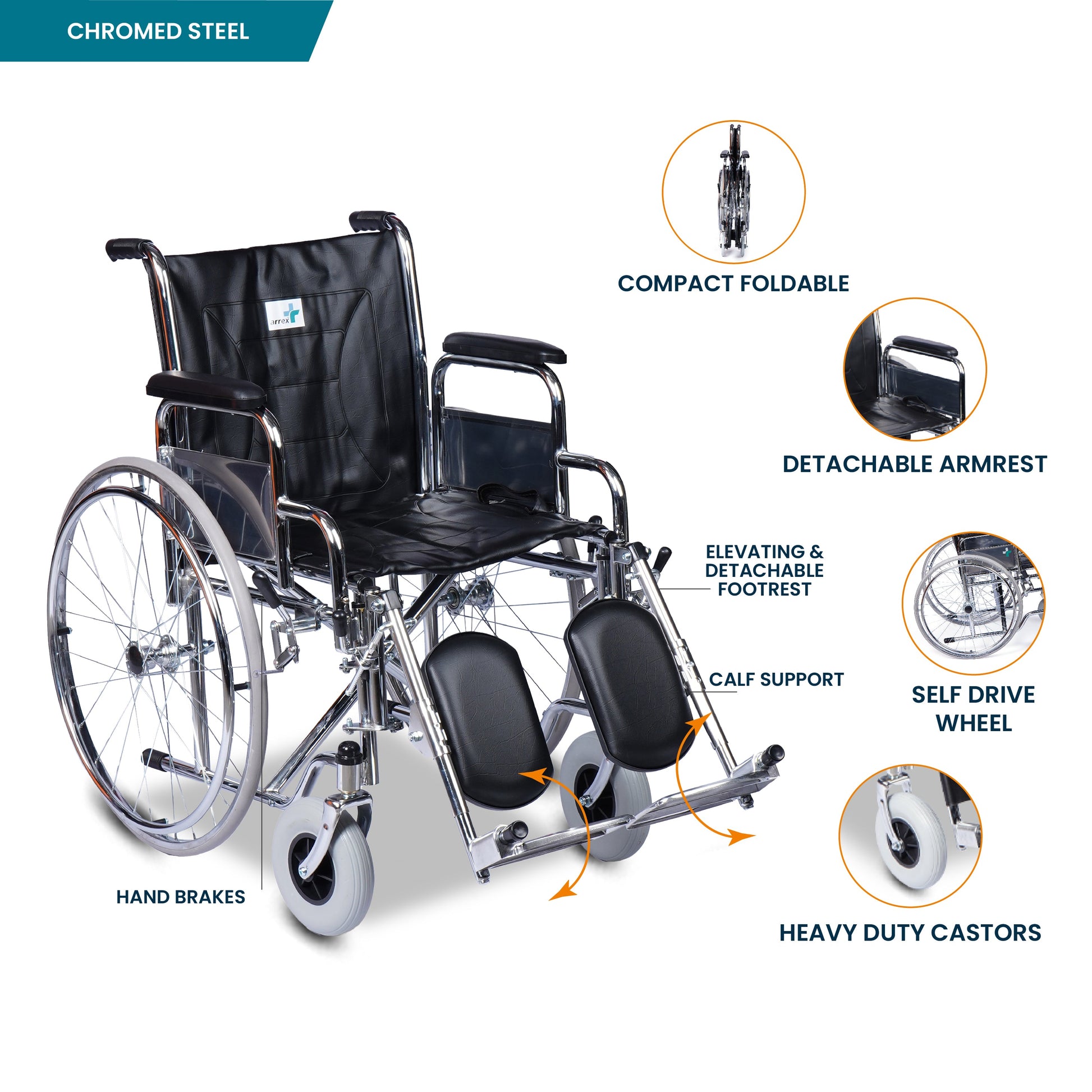 bombay surgical arrex savina premium steel wheelchair