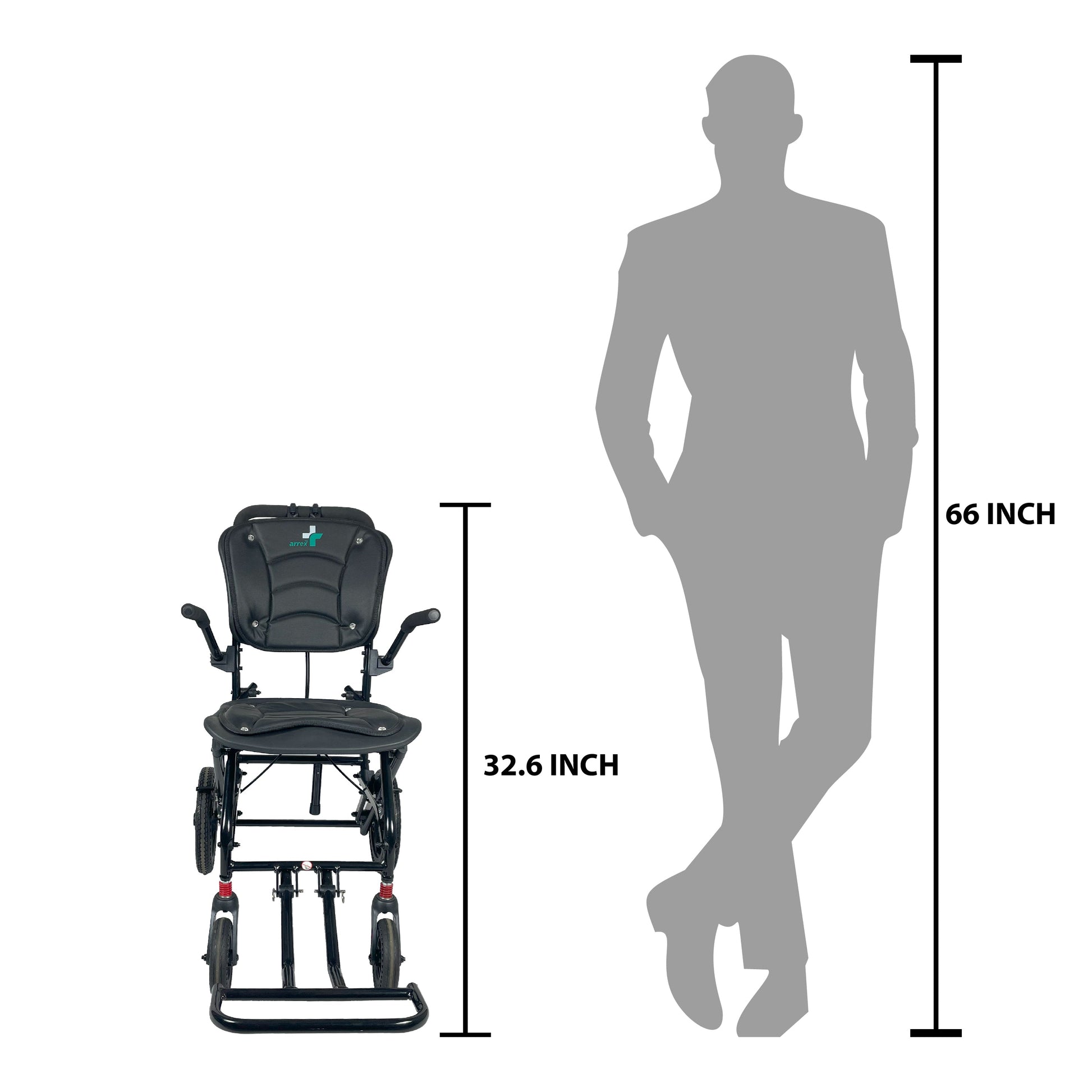 bombay surgical arrex pepper foldable travel wheelchair