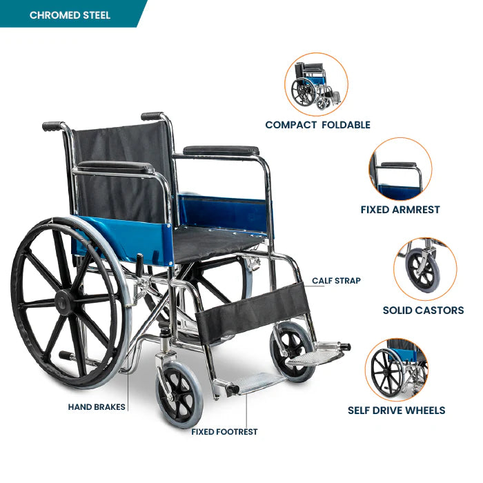 bombay surgical arrex tommy mag basic steel wheelchair