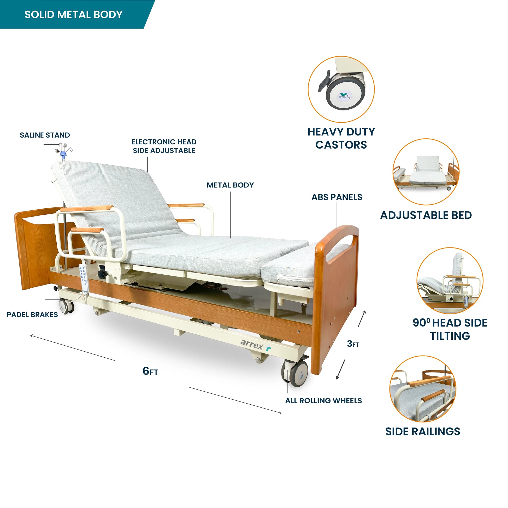 bombay surgical arrex nexus 5 function electric bed