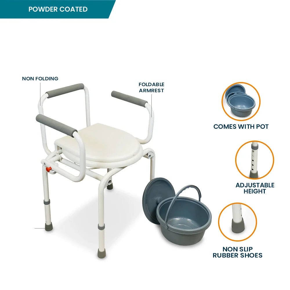 bombay surgical arrex vp10 commode chair: height adjustable, attached pot, 110kg capacity, adaptable, dependable