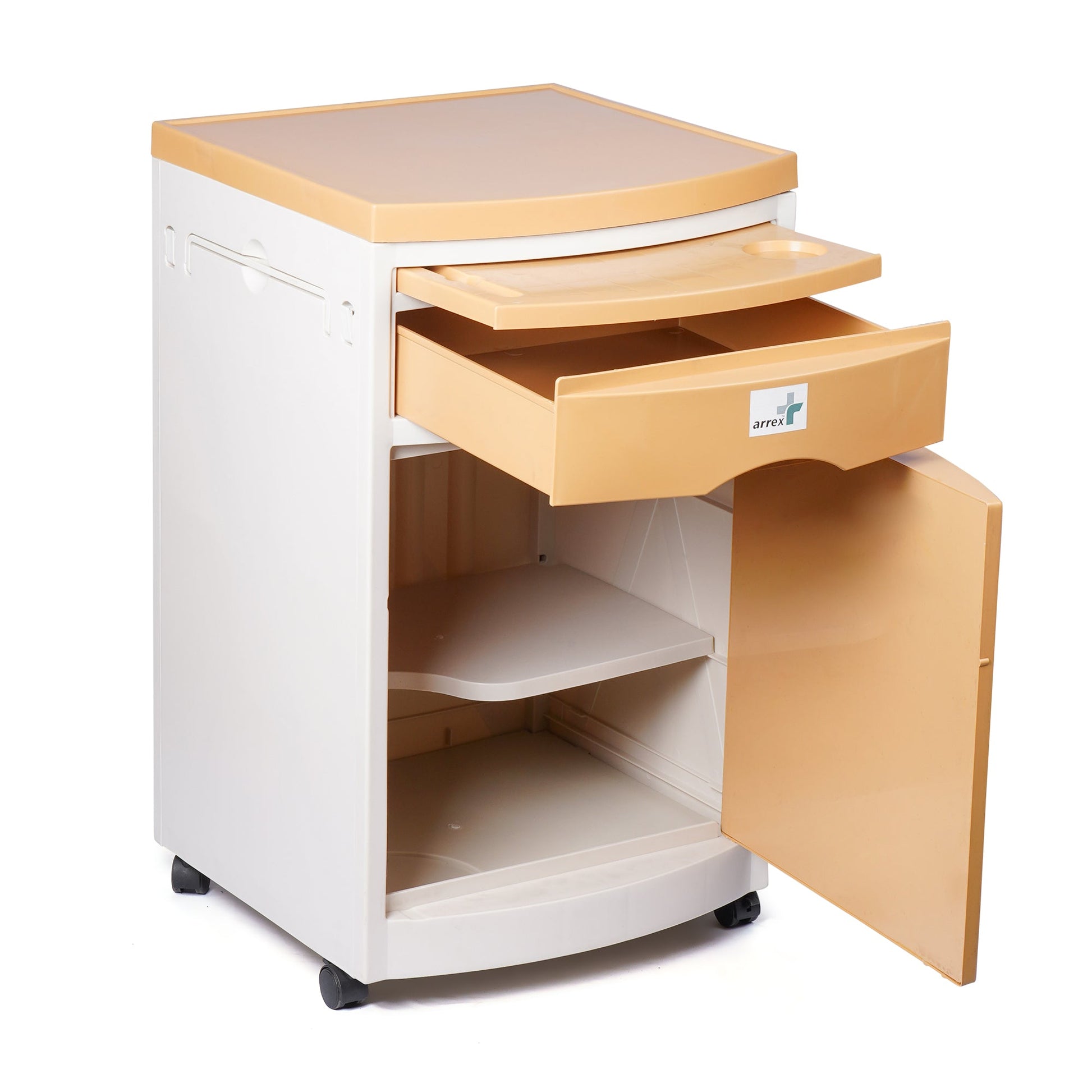 bombay surgical noah bl bedside locker comes with rotating wheels, hang napkin