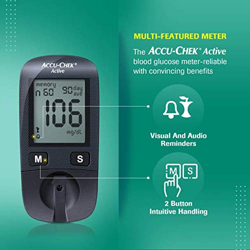 ACCU-CHEK ACTIVE BLOOD GLUCOSE GLUCOMETER KIT WITH VIAL OF 10 STRIPS