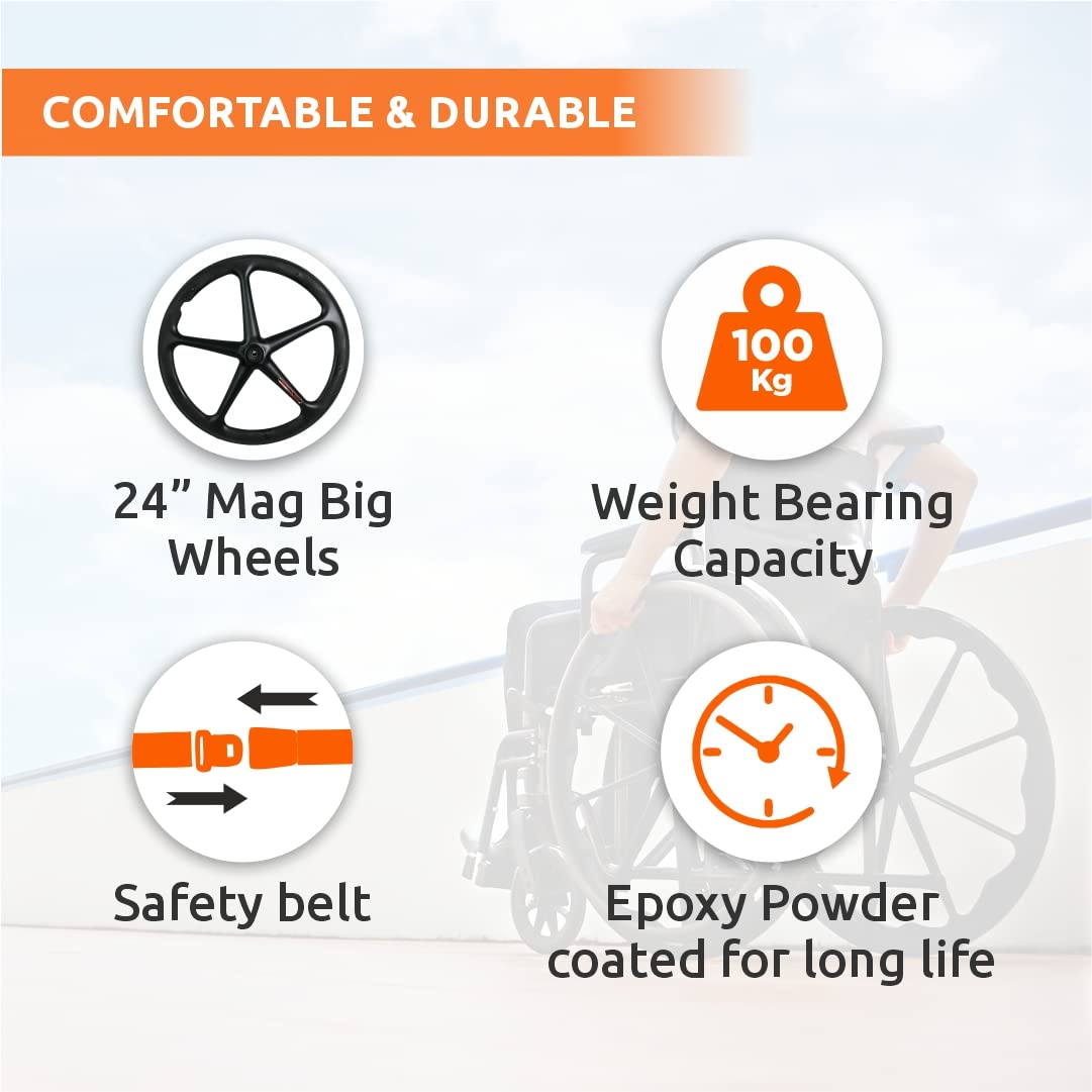 bombay surgical vissco rodeo veer wheelchair with mag wheel