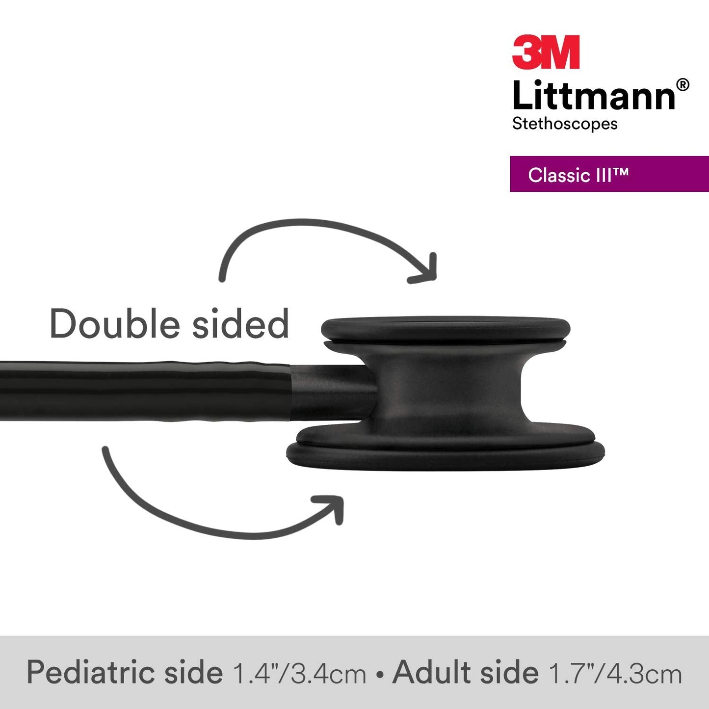 3M LITTMANN CLASSIC III MONITORING STETHOSCOPE, BLACK EDITION CHESTPIECE, BLACK TUBE, 27 INCH, 5803