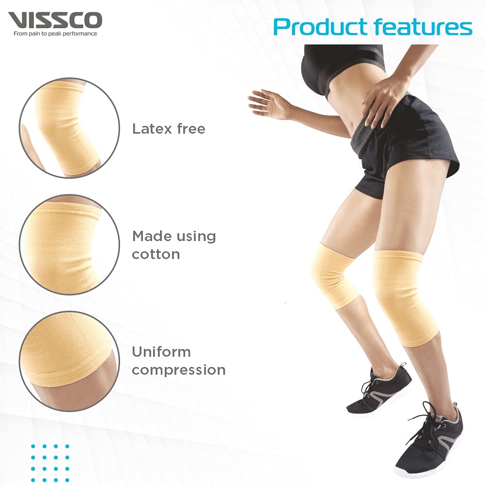 bombay surgical vissco stretchable knee cap for pain relief, sports, football, cricket, braces walking and workout
