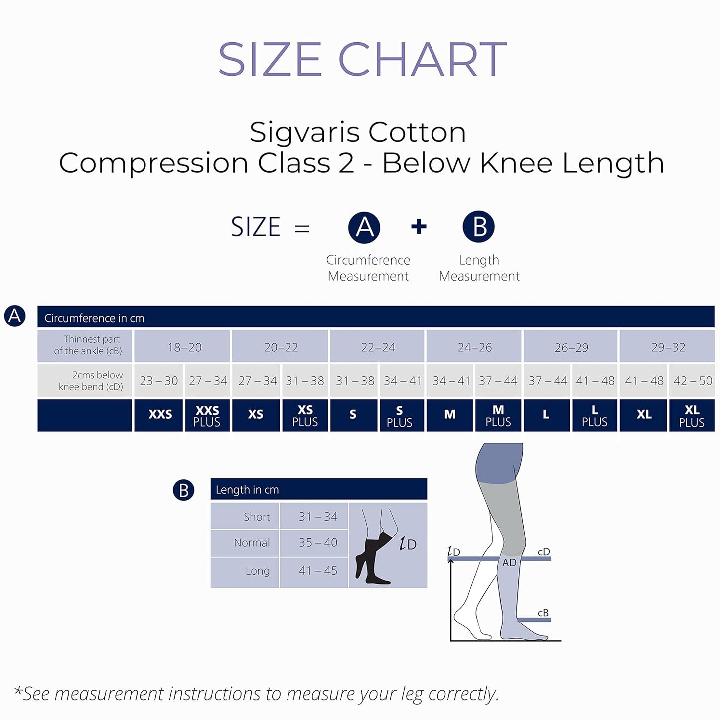 SIGVARIS COTTON STOCKING CALF LENGTH- LARGE LONG I00030