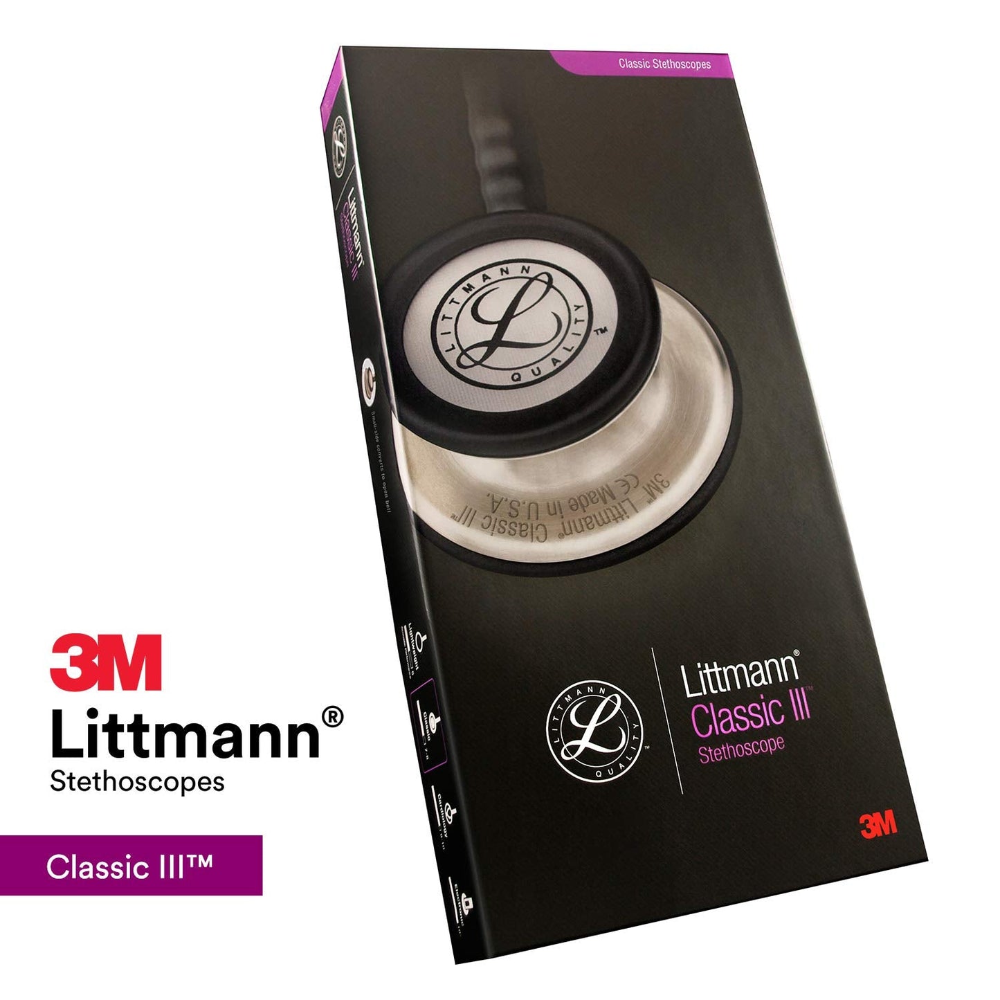 3M LITTMANN CLASSIC III MONITORING STETHOSCOPE, BLACK EDITION CHESTPIECE, BLACK TUBE, 27 INCH, 5803