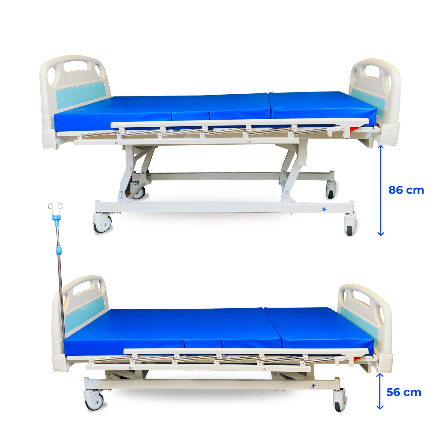 ARREX AMADO 3-FUNCTION MANUAL BED WITH INCLUDED MATTRESS - 150KG LOAD CAPACITY