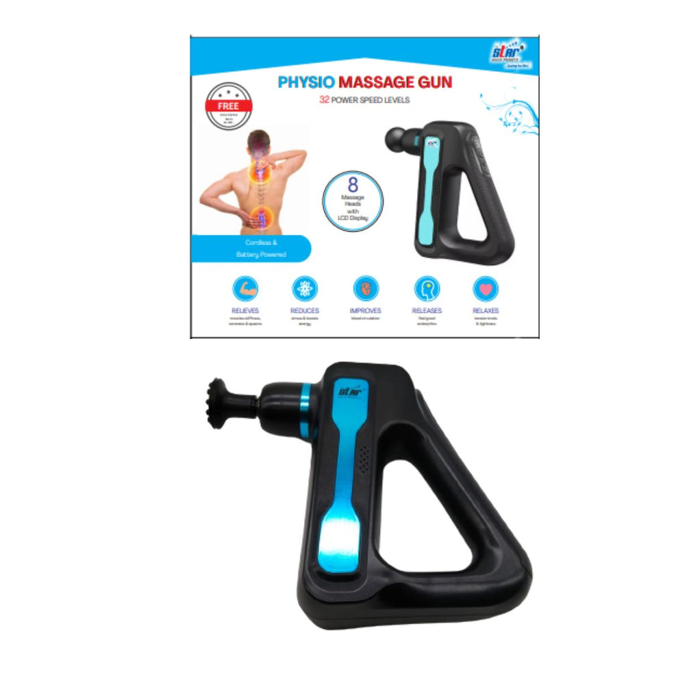 STAR PHYSIO MASSAGE GUN WITH 8 ATTACHMENTS