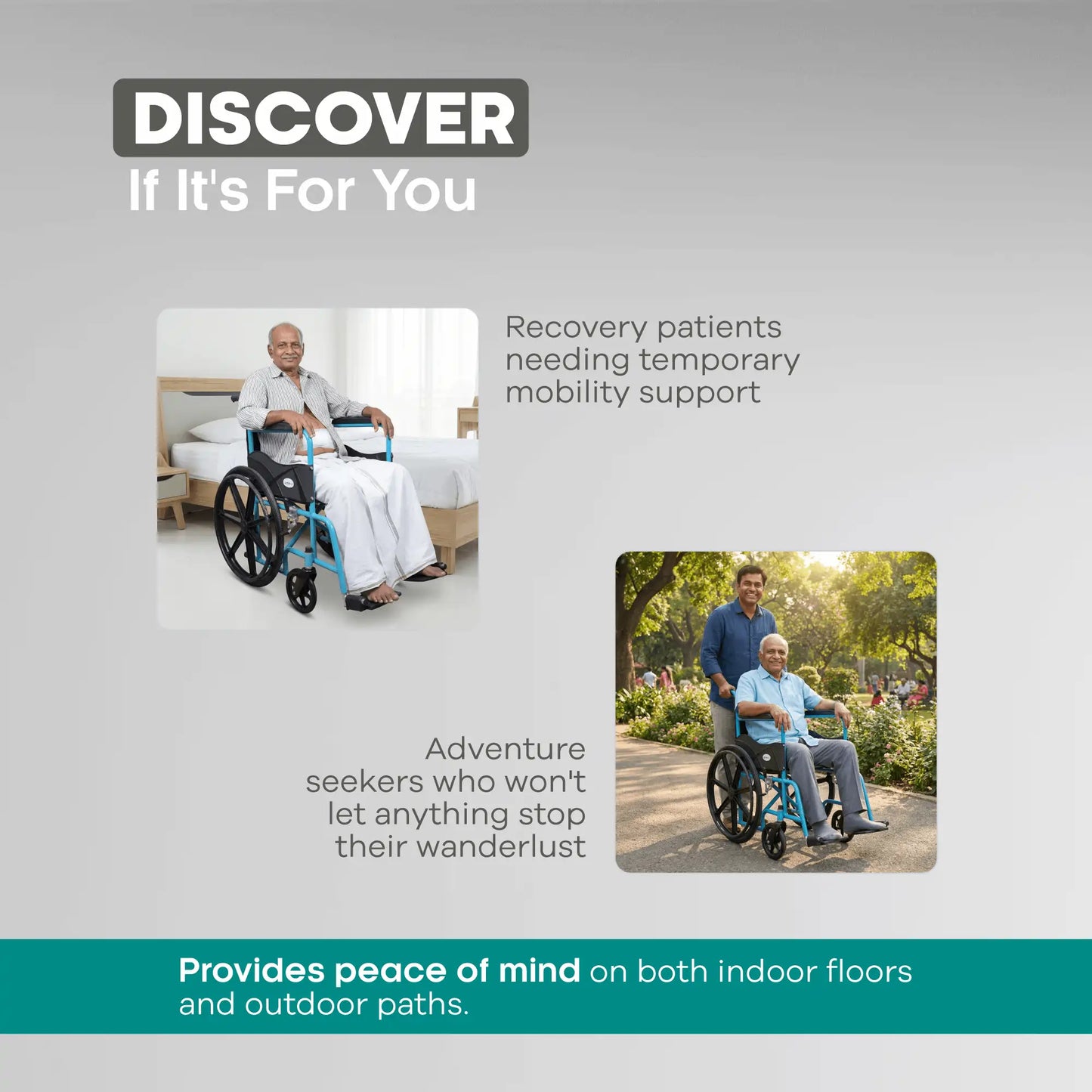 Basic Foldable Steel Wheelchair with Solid Mag Wheels Arrex Beta Blue