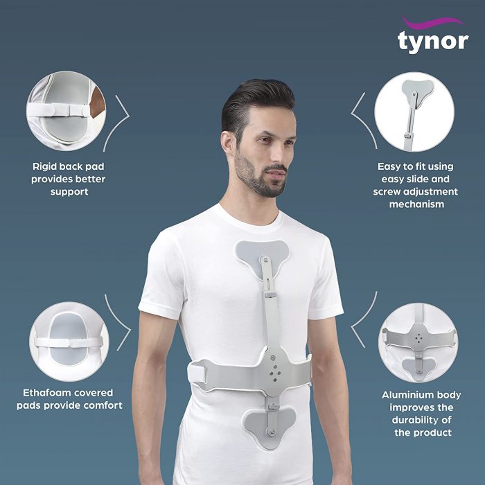 TYNOR A-12 ASH BRACE (HYPER EXTENSION BRACE), SILVER, 1 SET