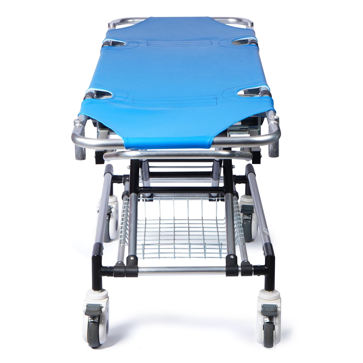 ARREX STR 150 - MUST-HAVE HOSPITAL STRETCHER ON TROLLEY WITH LEVER-ADJUSTABLE, HEAVY DUTY CASTORS, 130 KG CAPACITY, BASKET, AND PEDAL BRAKES