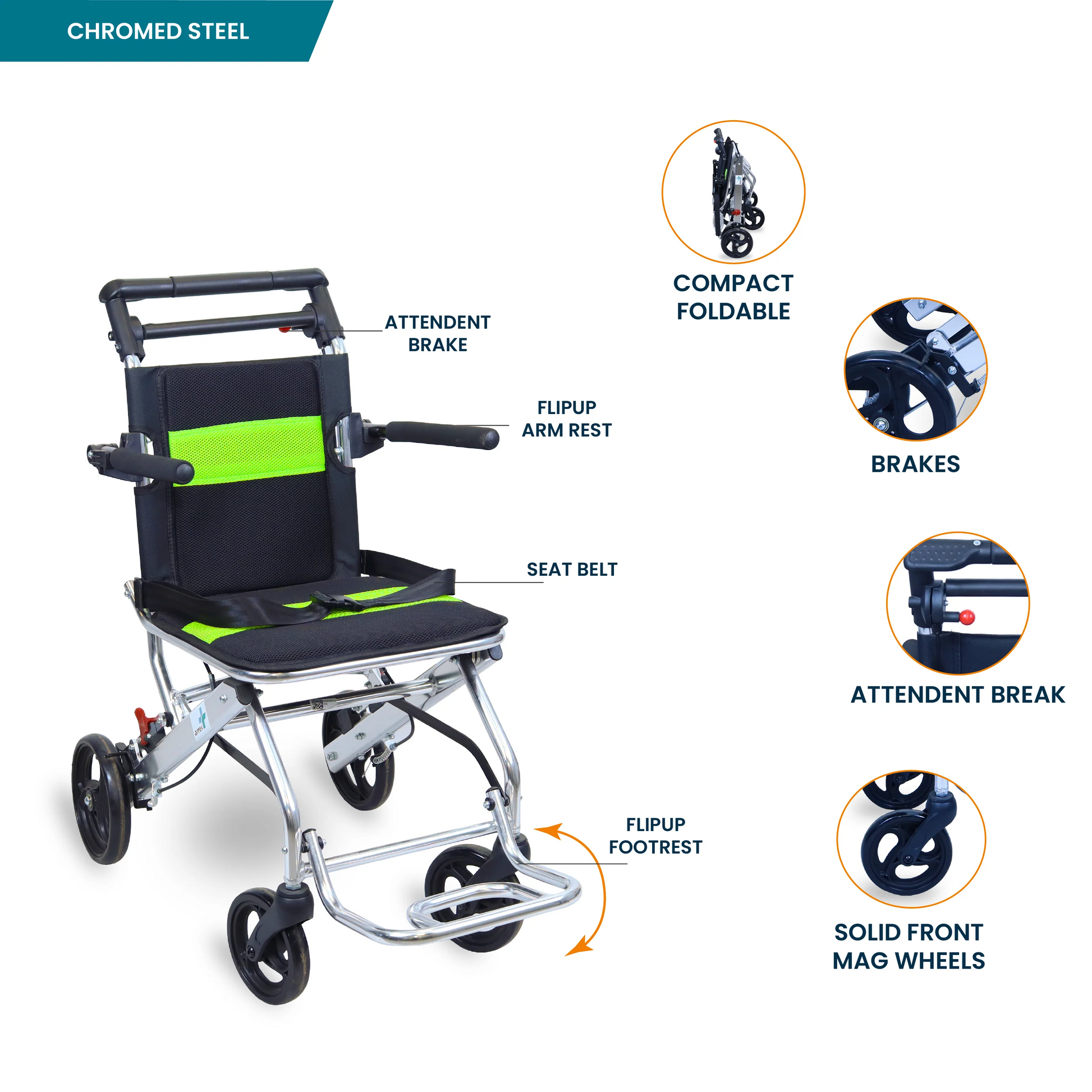 bombay surgical arrex enu compact folding travel wheelchair