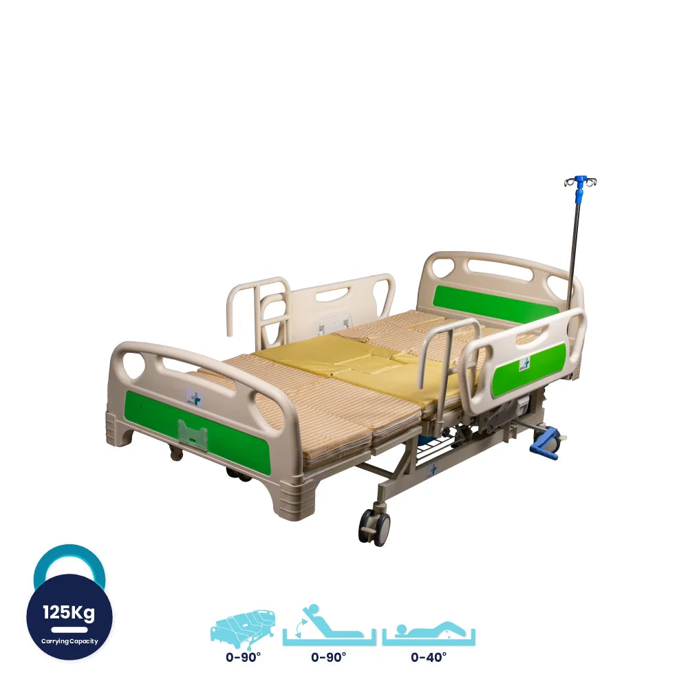ARREX HERCULES 7 FUNCTION HOSPITAL BED - INCLUDES MATTRESS, REMOTE BED ADJUSTMENT, LEFT-RIGHT TILT, PATIENT ROLL, BED PAN HOLDER