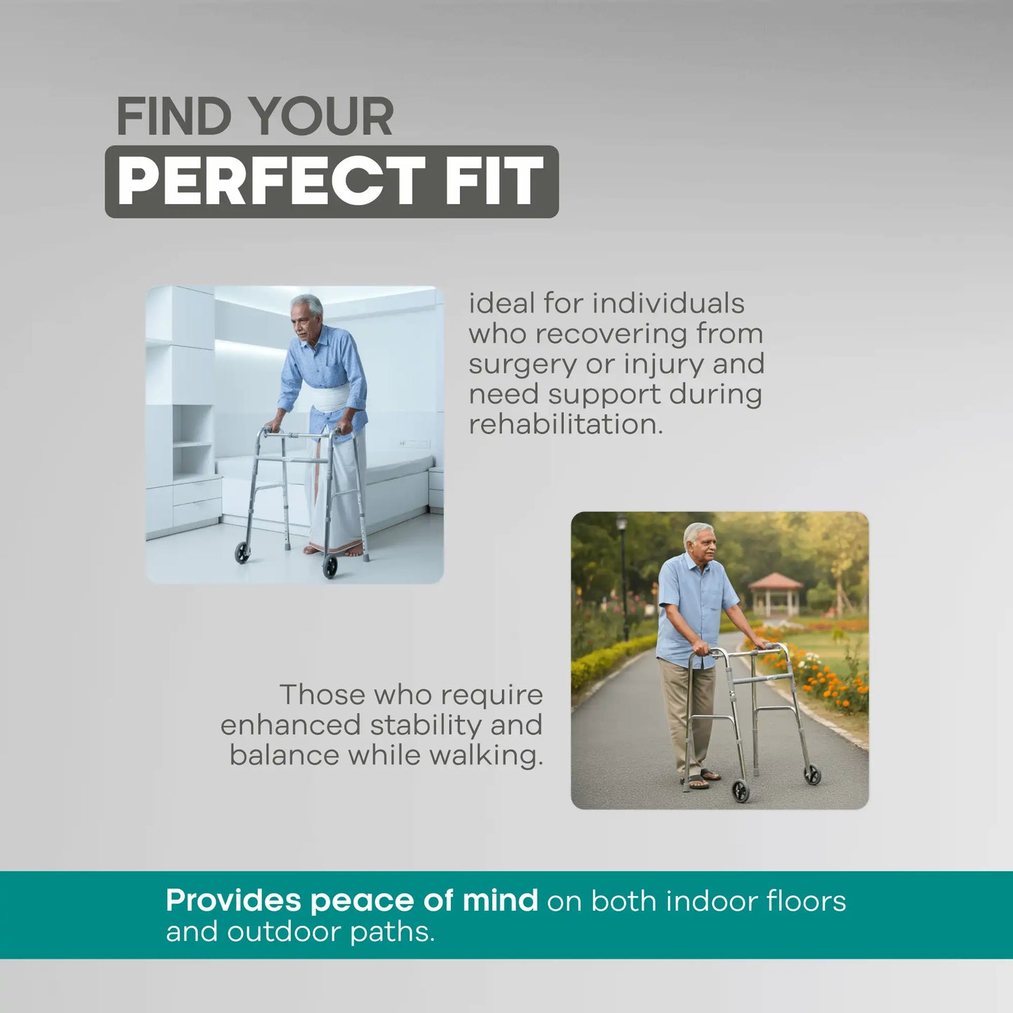 Lightweight Adjustable Folding Walker with Front Wheels Arrex M30