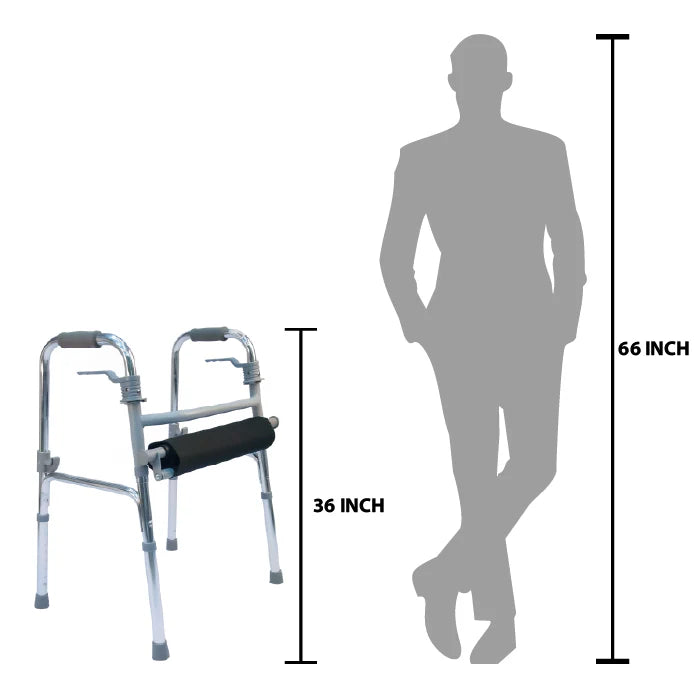 bombay surgical arrex m20 walker strong folding with cloth seat, easy folding lever