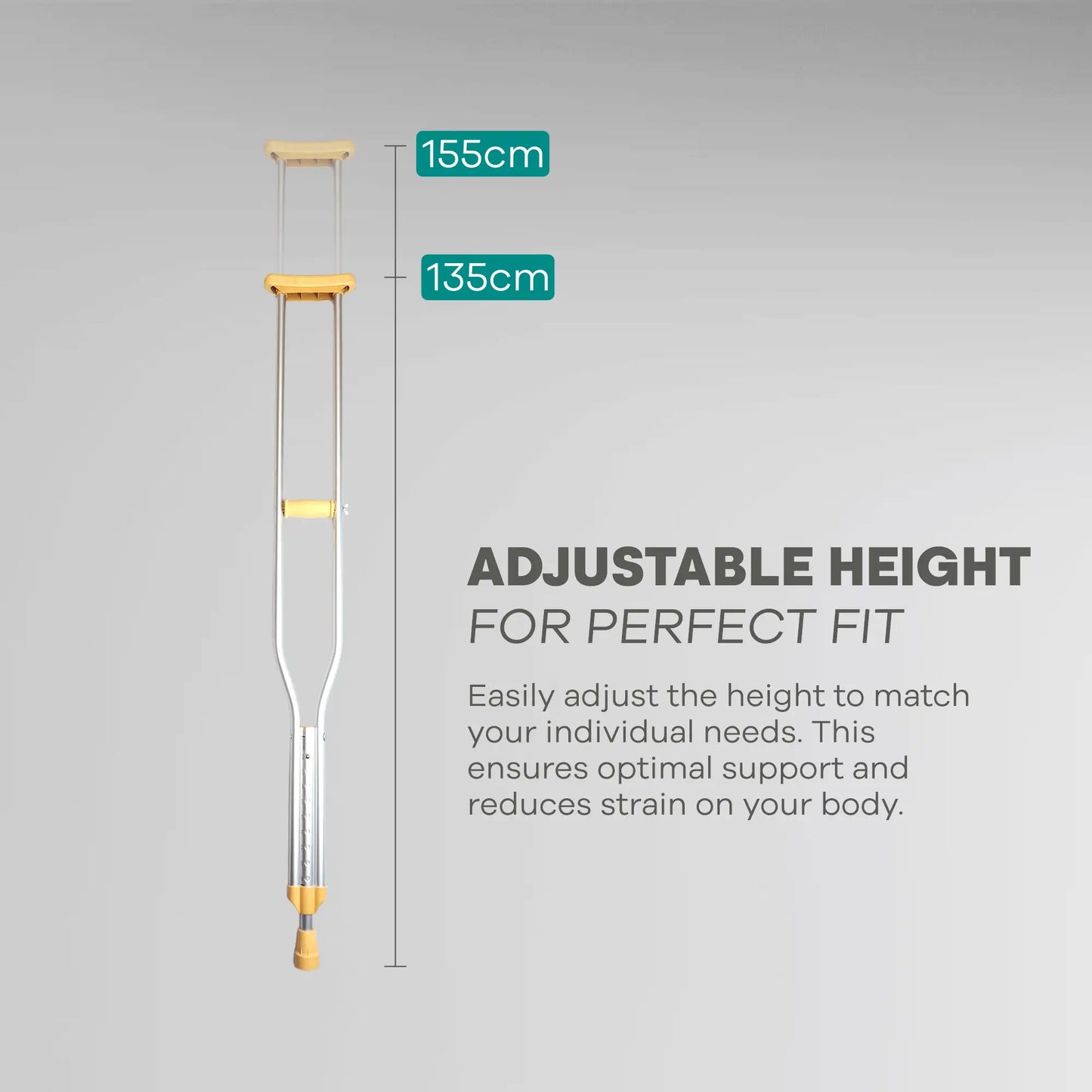 Under Arm Auxillary Crutch Single Height Adjustable Walking Stick - ARREX MS160
