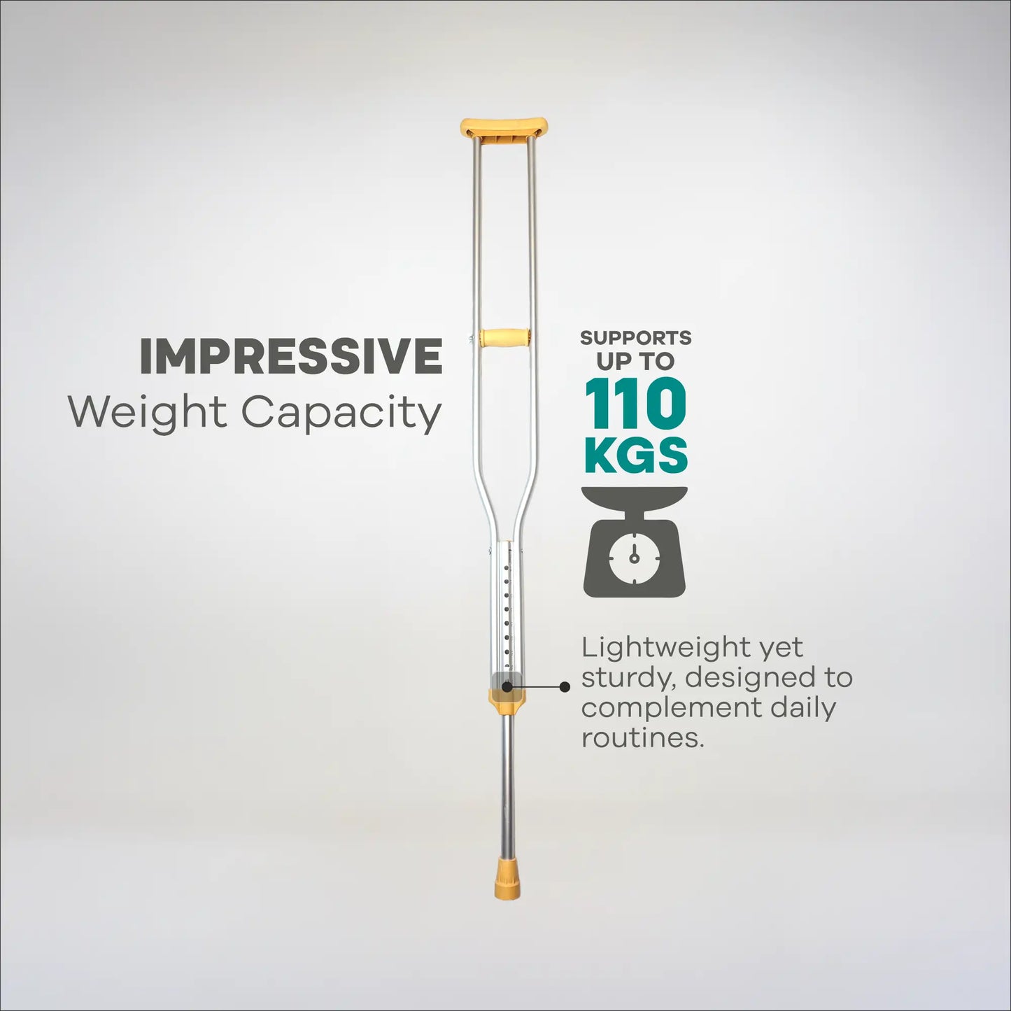 Under Arm Auxillary Crutch Single Height Adjustable Walking Stick - ARREX MS160