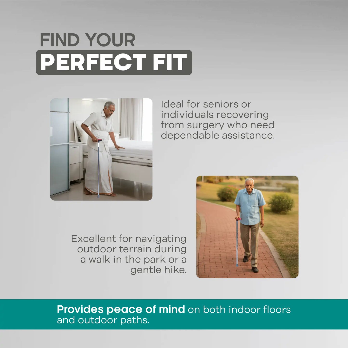 Adjustable Height Walking Stick - Anti Skid - ARREX MS20