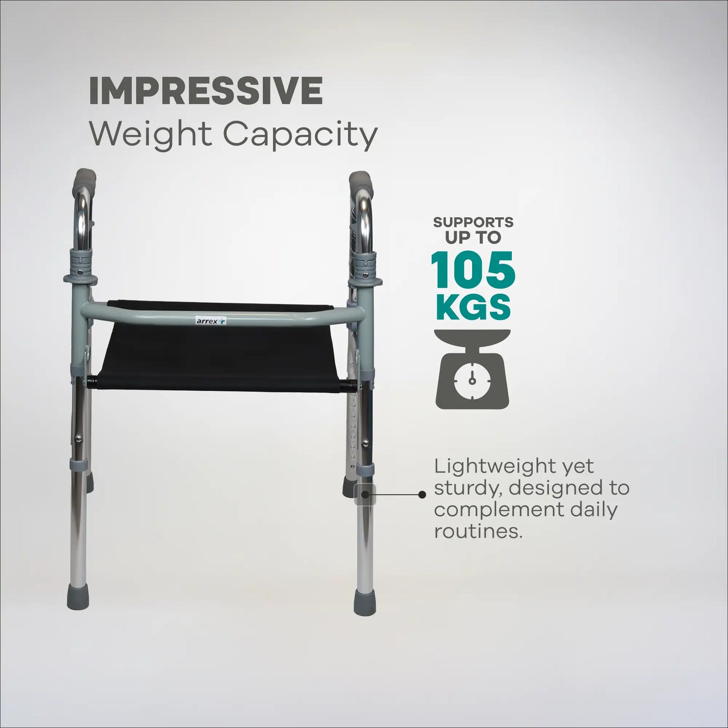 Strong Folding Walker with Seat, Easy to Adjust Height - ARREX M20