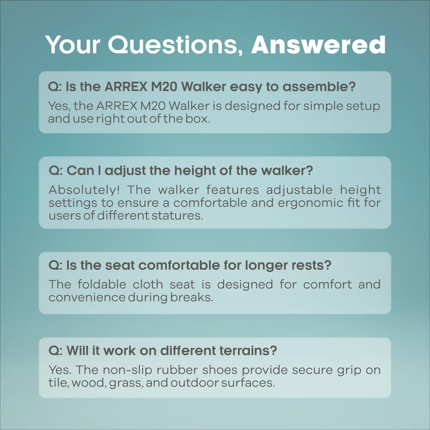 Strong Folding Walker with Seat, Easy to Adjust Height - ARREX M20