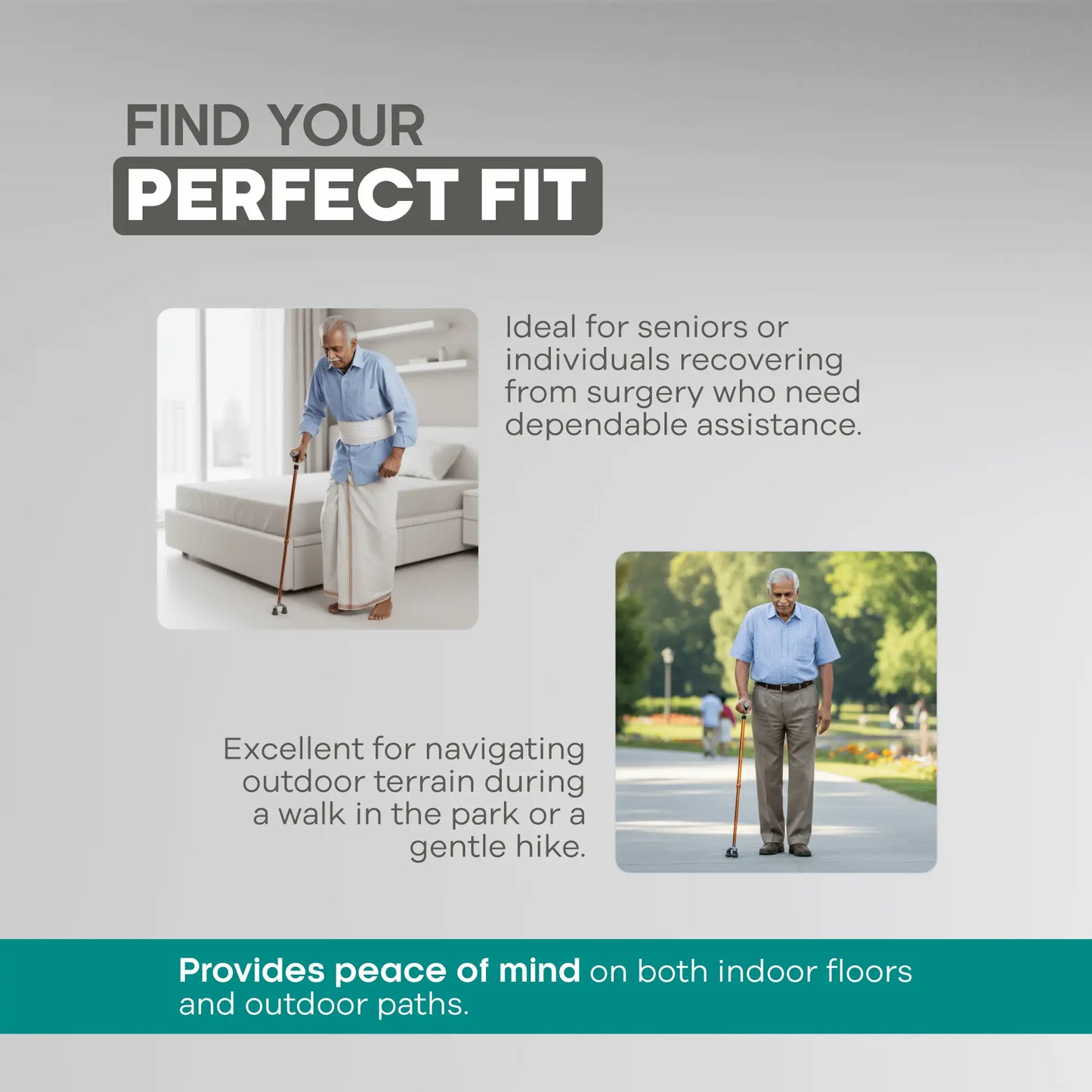 Tripod/3 Leg Adjustable Height Walking Stick - Anti Skid - ARREX MS340