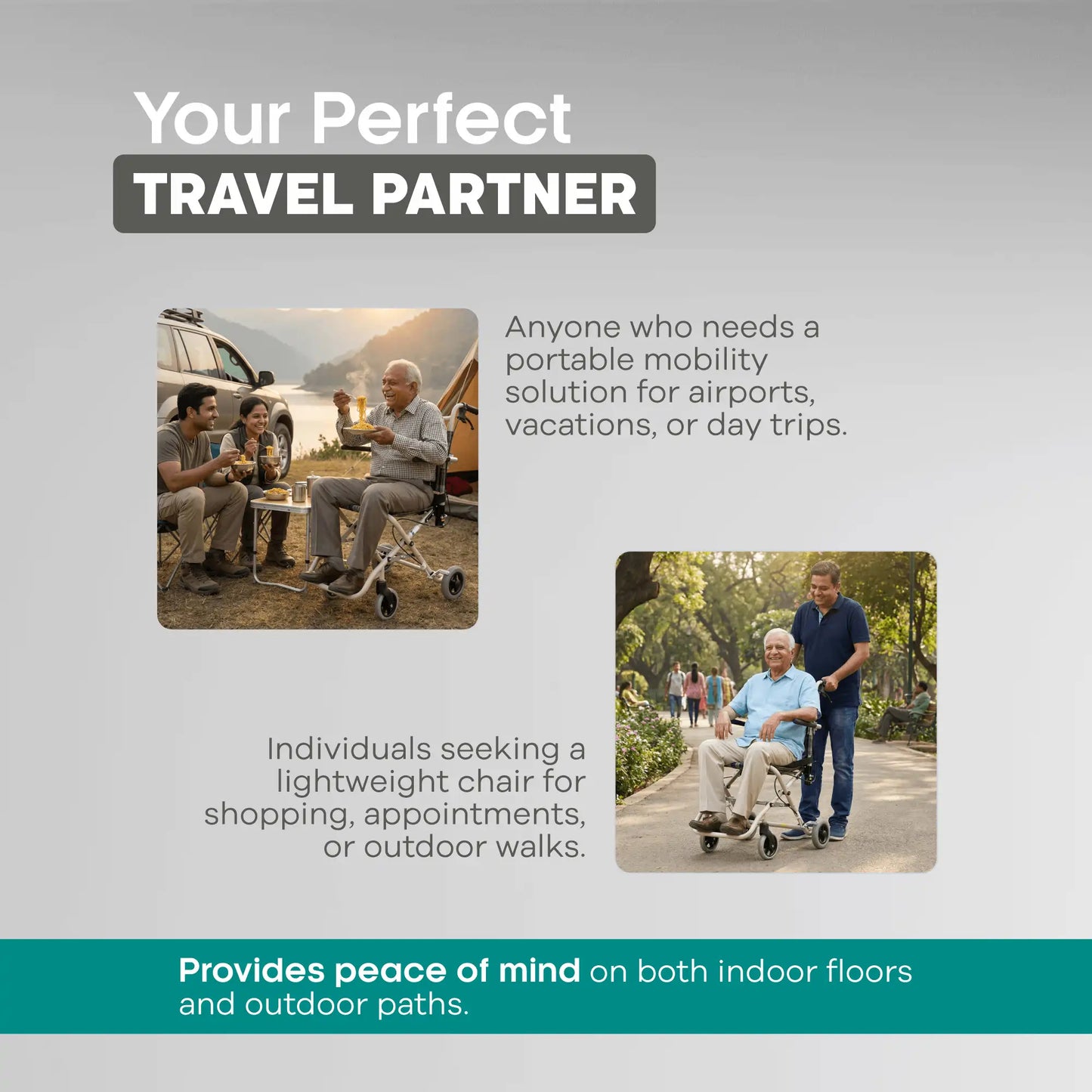 Compact Foldable Aluminum Wheelchair with Safety Belt Arrex Nanuk