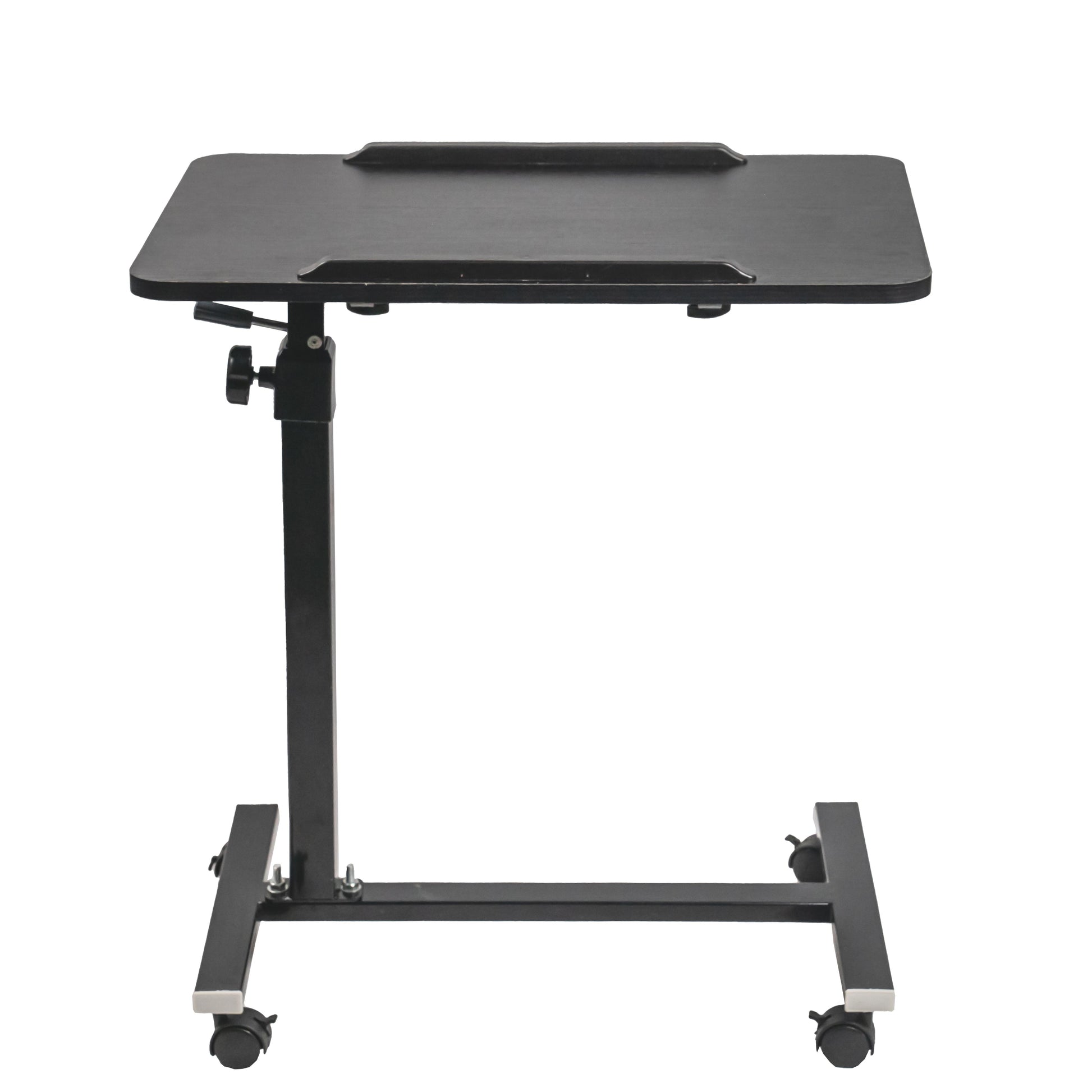 bombay surgical noah obt 30 over bed table wooden laminate, height adjustable, with rolling wheels