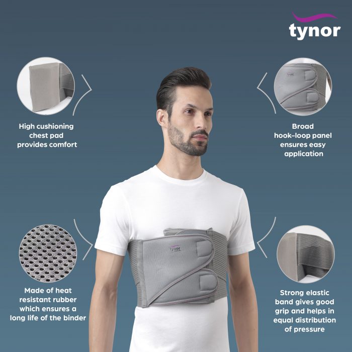 TYNOR A-11 CHEST BINDER, GREY, 1 UNIT