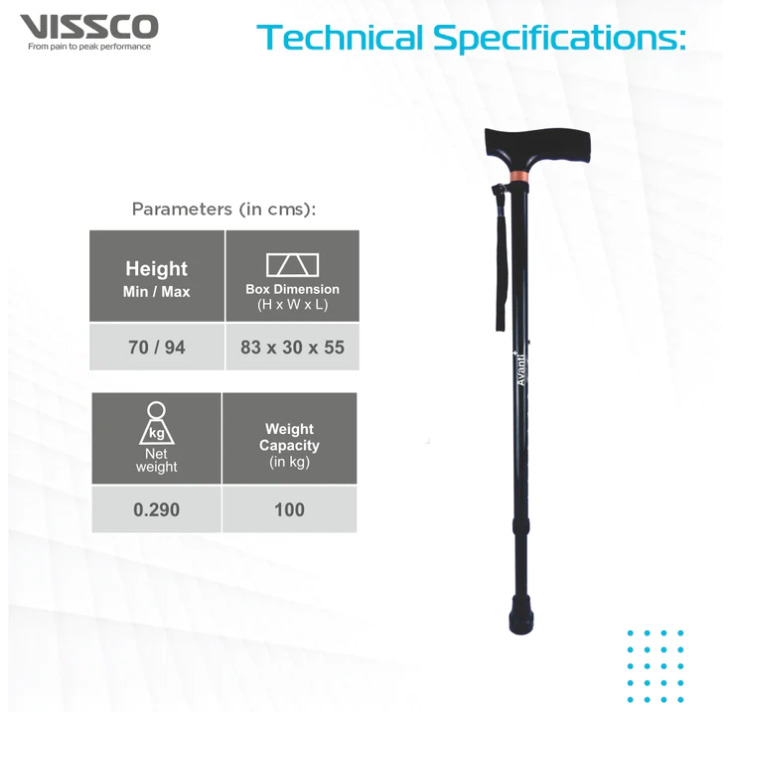 bombay surgical vissco avanti black t shape monopod stick