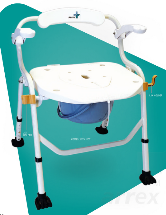 bombay surgical arrex v40 commode chair: comfortable, lightweight, 110kg capacity, foldable, attached pot