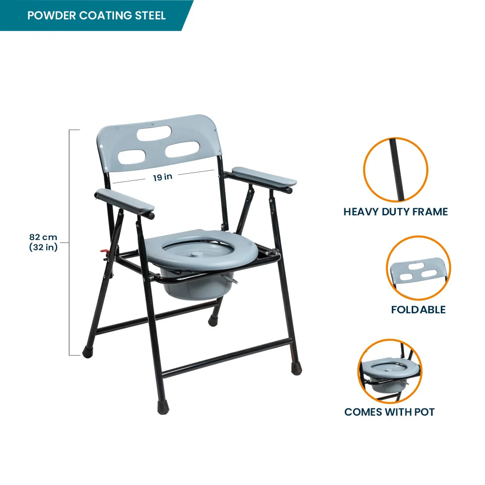 bombay surgical arrex v30 commode chair: comfortable, foldable, convenient storage, attached pot