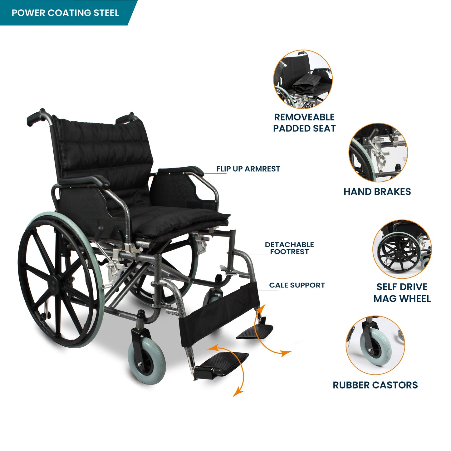 ARREX VICTOR 51 - HEAVY DUTY STEEL WHEELCHAIR