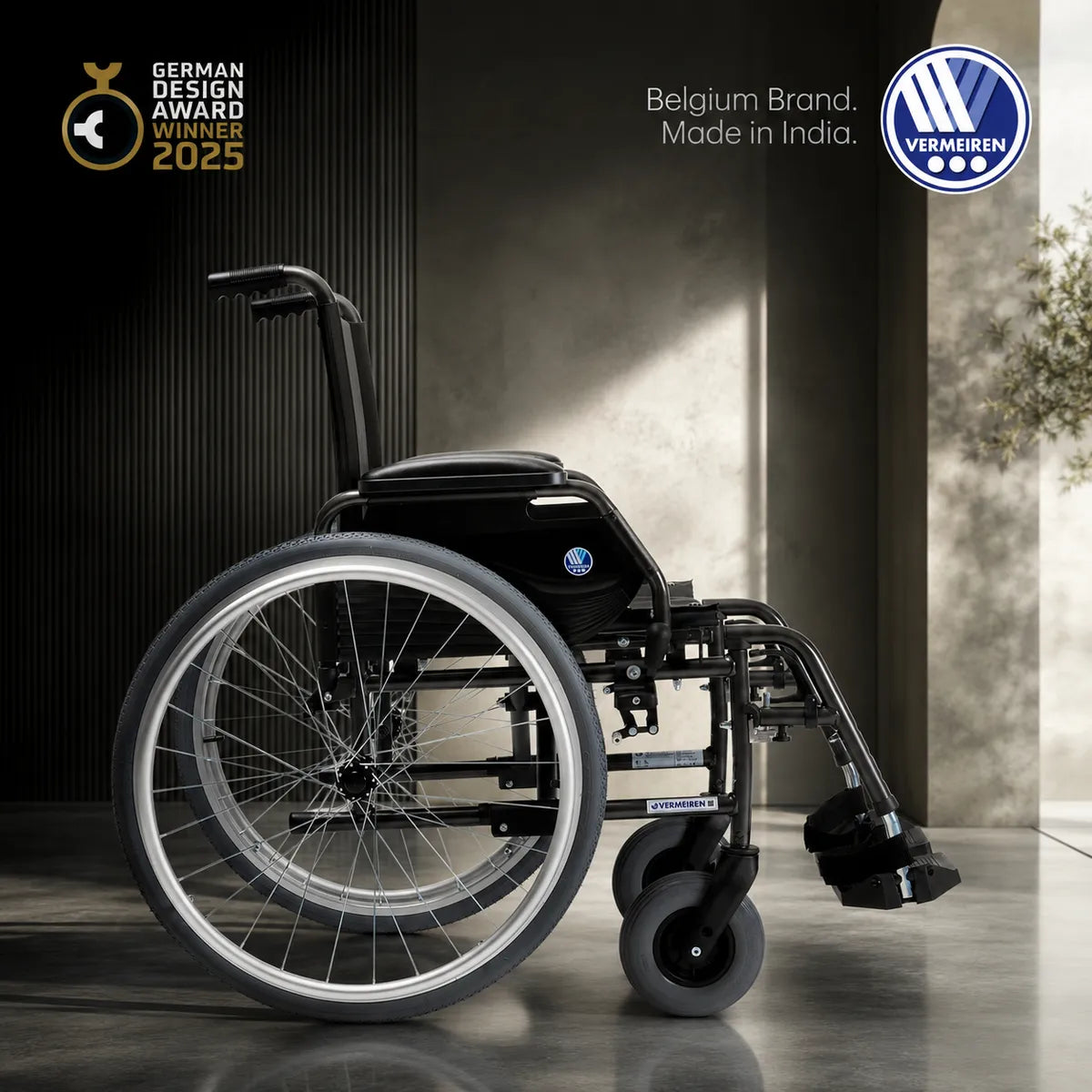 VERMEIREN Jazz S50 Premium Foldable Manual Wheelchair with Adjustable Armrests | 130 kg Capacity