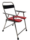 EASY MOVE STAINLESS STEEL SQUARE COMMODE WITH BACKREST
