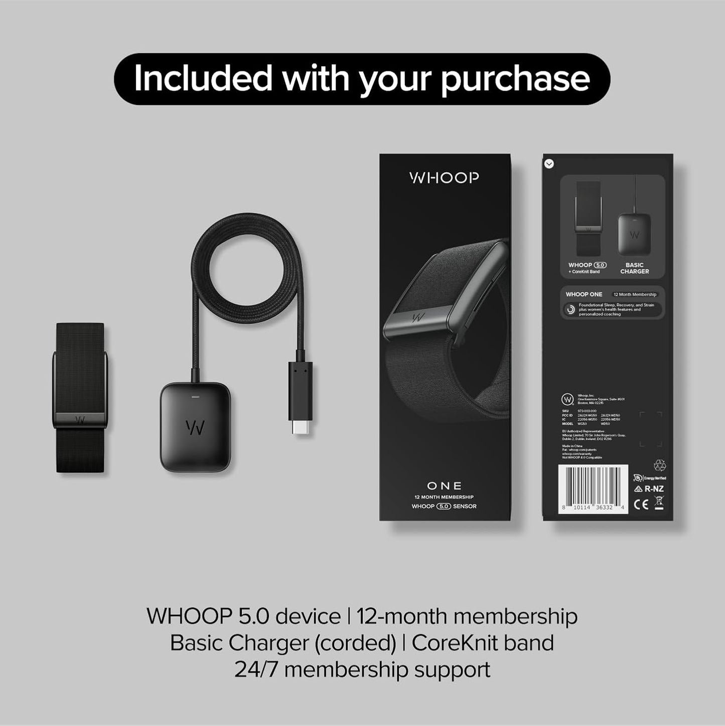 WHOOP One 5.0 Fitness & Health Tracker with 12-Month Membership | Sleep, Strain & Recovery Tracking | VO₂ Max, Heart Rate Zones & Women’s Hormonal Insights | 14+ Day Battery