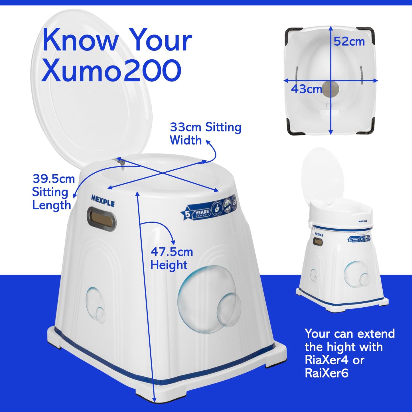 MEXPLE Xumo200 Heavy Duty Portable Indian Toilet To Western Toileting | Indian Toilet Commode Stool | Portable Toilet Seat For Adult, elderly, Handicap People (White)