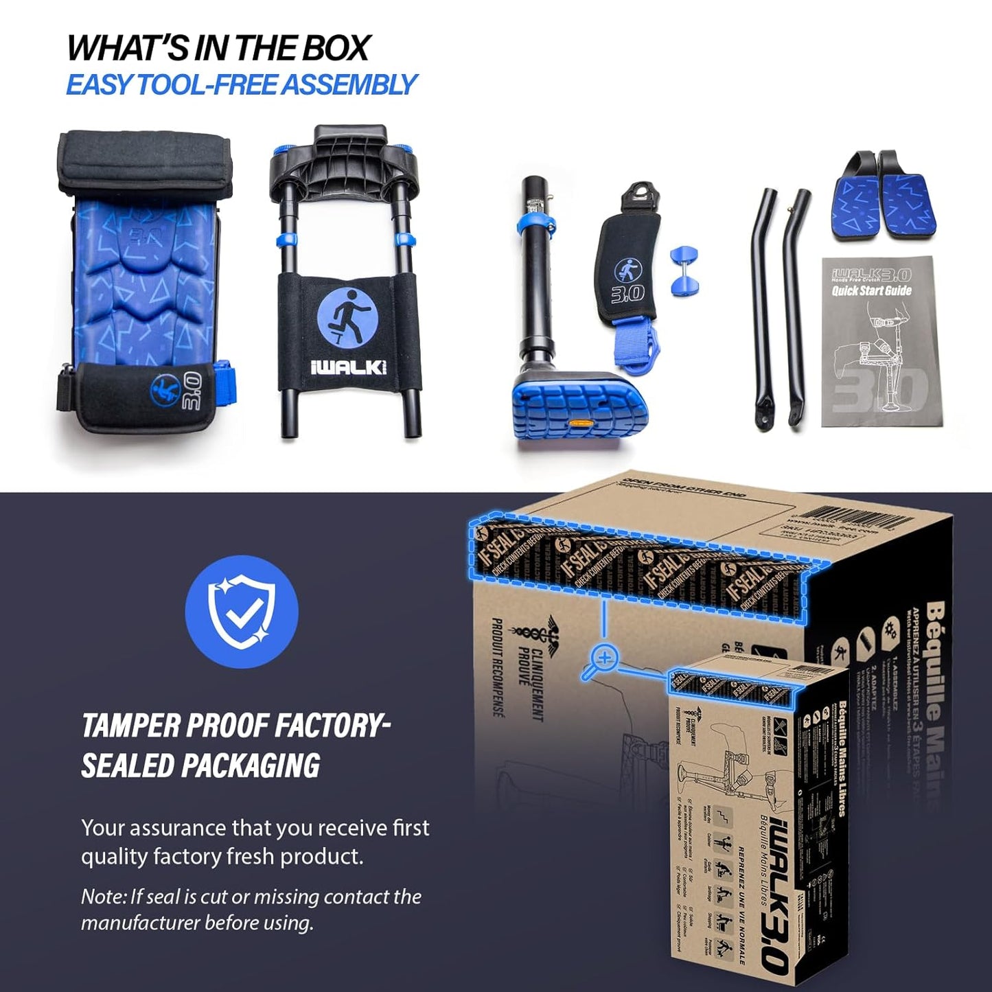 Hands Free Knee Crutch Alternative for Foot, Ankle & Lower Leg Injuries iWALK 3.0