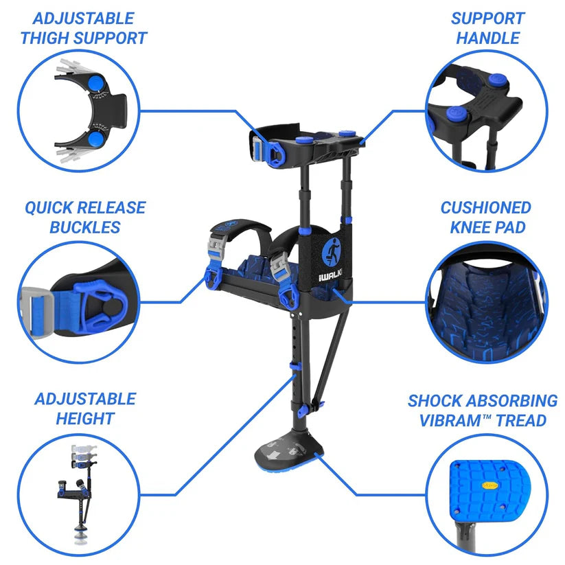 iWALK 3.0 Hands Free Knee Crutch Alternative for Foot, Ankle & Lower Leg Injuries