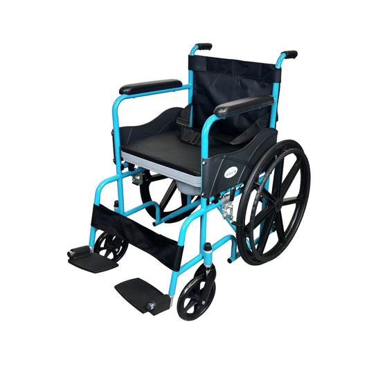 Foldable Commode Wheelchair Arrex Morso Blue