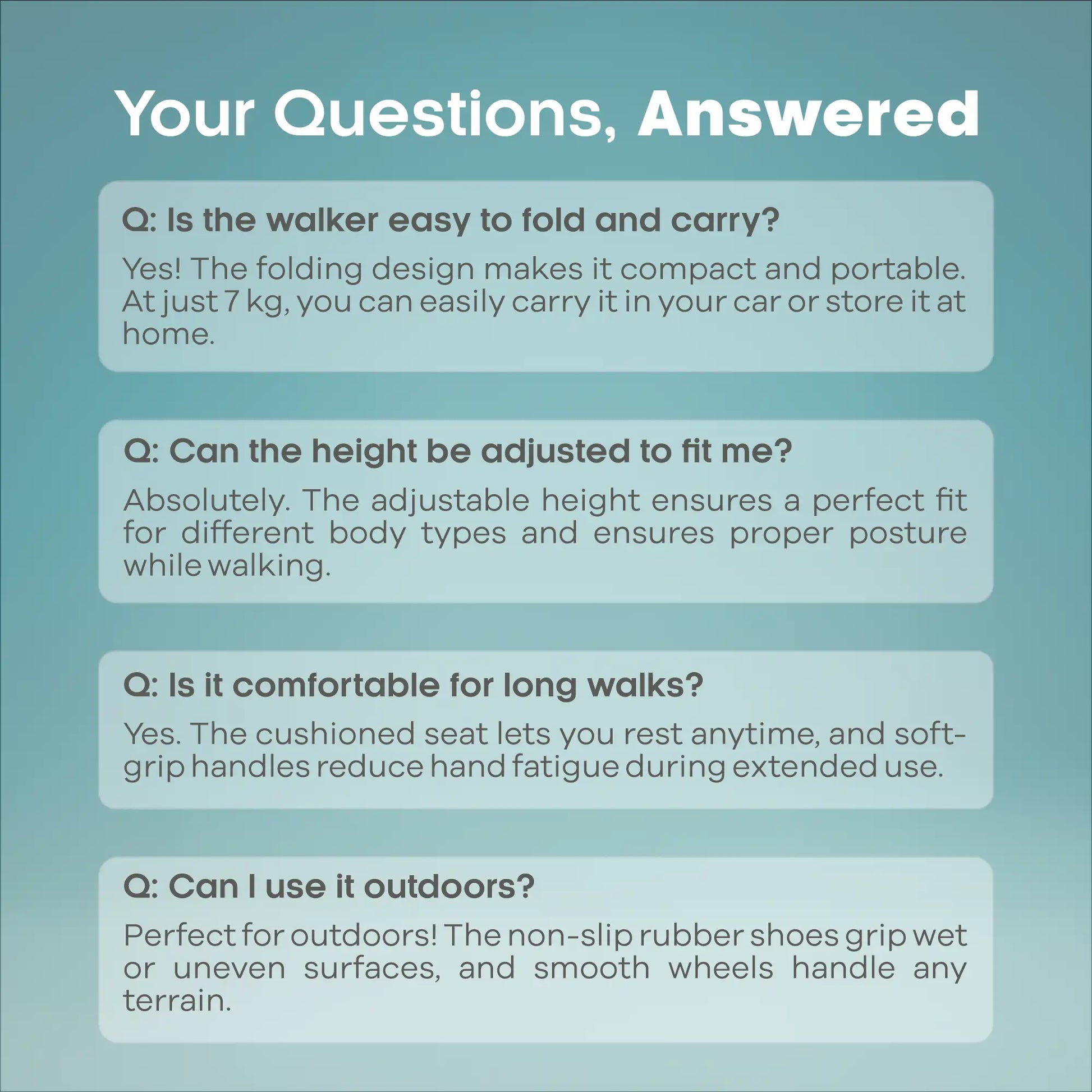 Adjustable Folding Walker with Front Wheels & Cushion Seat Arrex M10