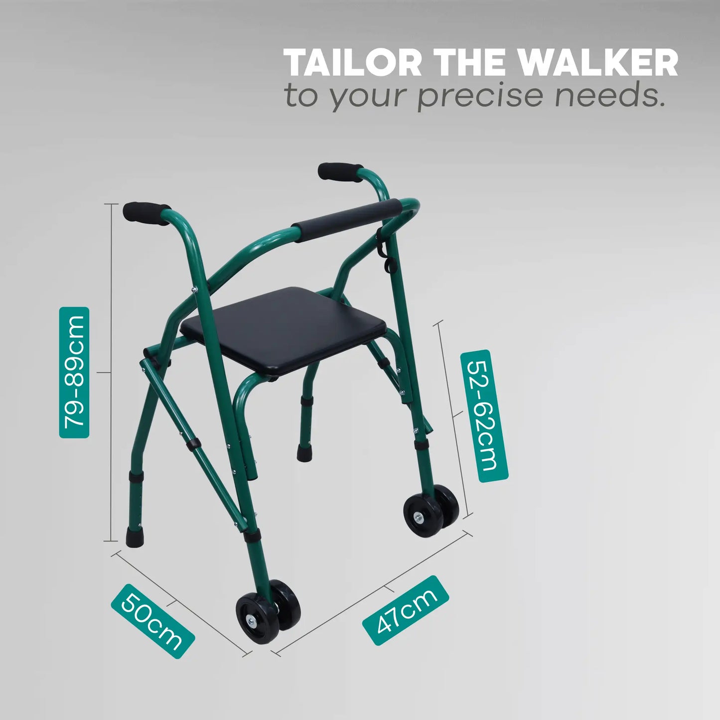 Adjustable Folding Walker with Front Wheels & Cushion Seat Arrex M10